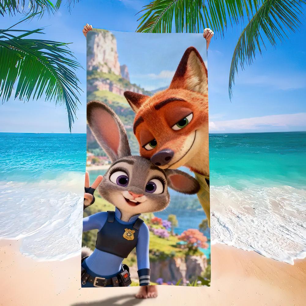 Zootopia Beach Towel Microfiber Bath Towel Kids Cartoon Week Judy Nick Quick Dry Towel