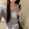 Korean Style Slim Fit Elegant Thin Round Neck Pullover Soft Knitwear Spring Base Layer Long Sleeve Versatile Top For Women