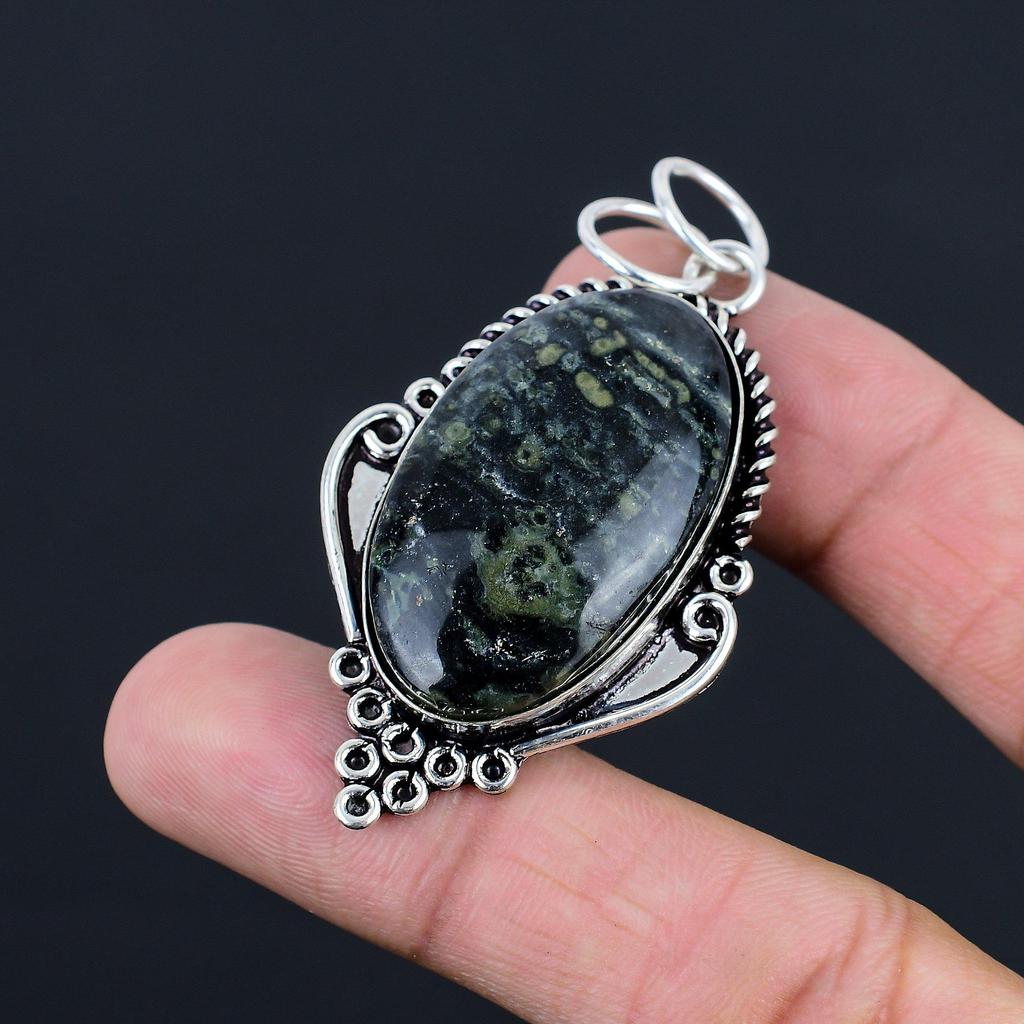 Oval Natural Kambaba Jasper Sterling Silver Anniversary Birthday Pendant Jewelry