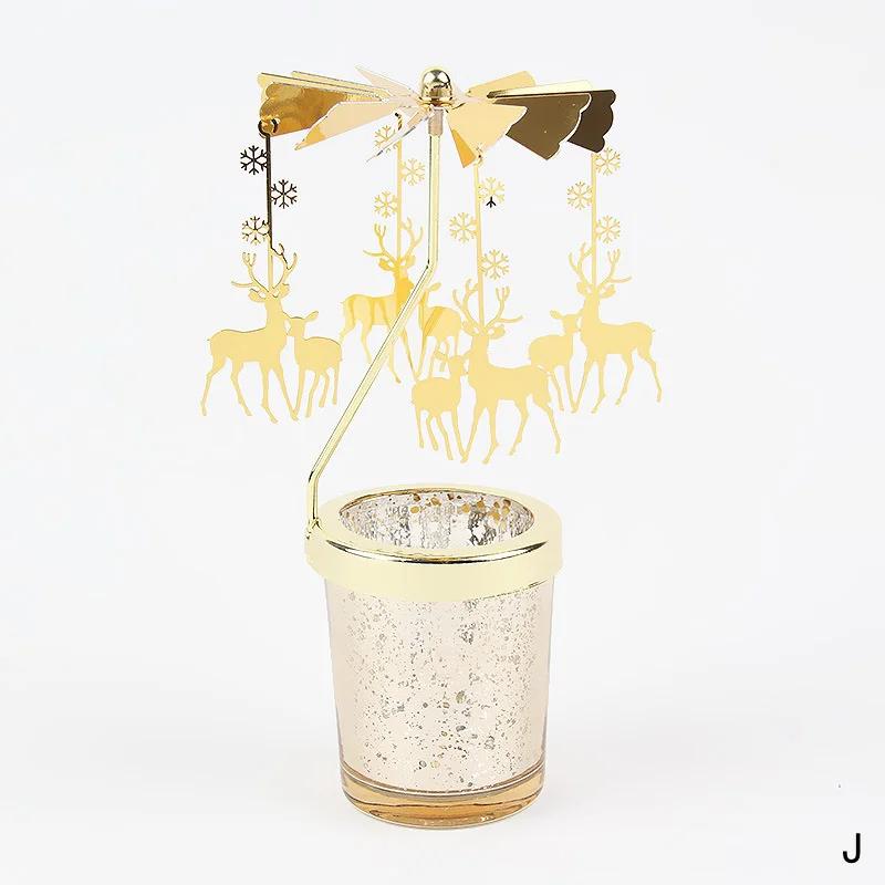 Hot Rotating Candle Stick Holder Candlestick Home Decoration Hallowmas Christmas Gift Party Room Decor Carousel Candle Stand