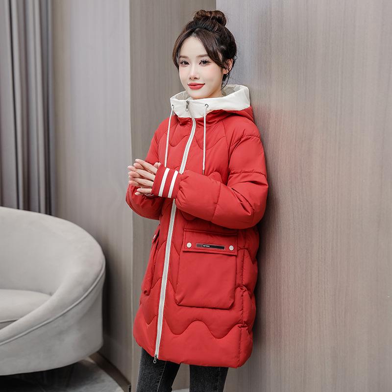 Women's Plus Size Hooded Cotton Jacket - Winter 2023, Mid-Length, Thickened, Loose Fit Outerwear