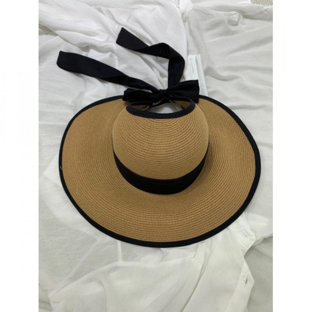 C S In The Room  Free  Ribbon Straw Wide Brim Bonnet Sun Cap 2Color