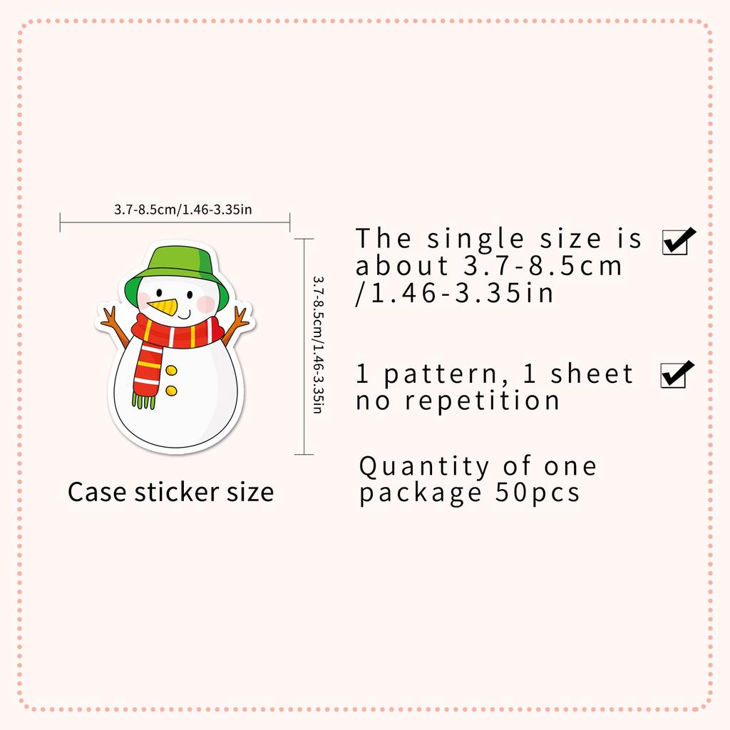 50 Pieces Winter Snowman Sticker Christmas Holiday Sticker For Card Making Decoration DIY Scrapbooking