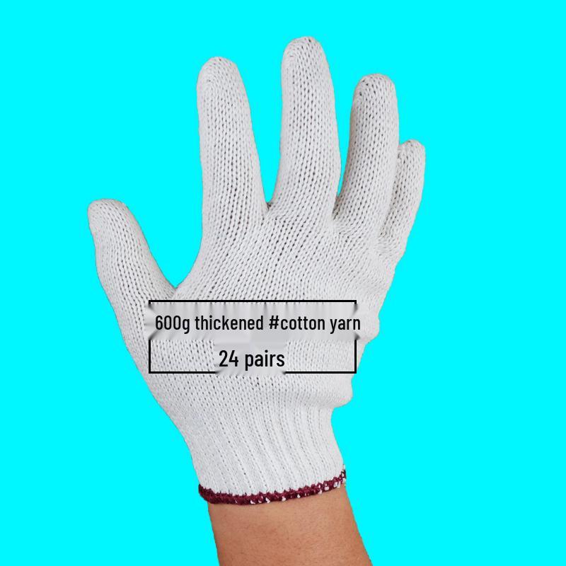 Men's Durable White Cotton Nylon Work Gloves for Construction