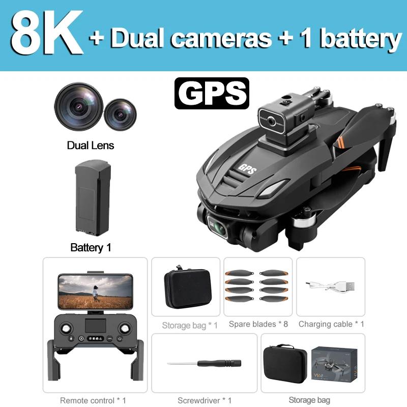New V168 MAX Drone 8K 5G GPS/Optical Flow Professional HD Aerial Photography ESC Dual Camera Obstacle Avoidance Brushless Motor Quadcopter Drone Toy