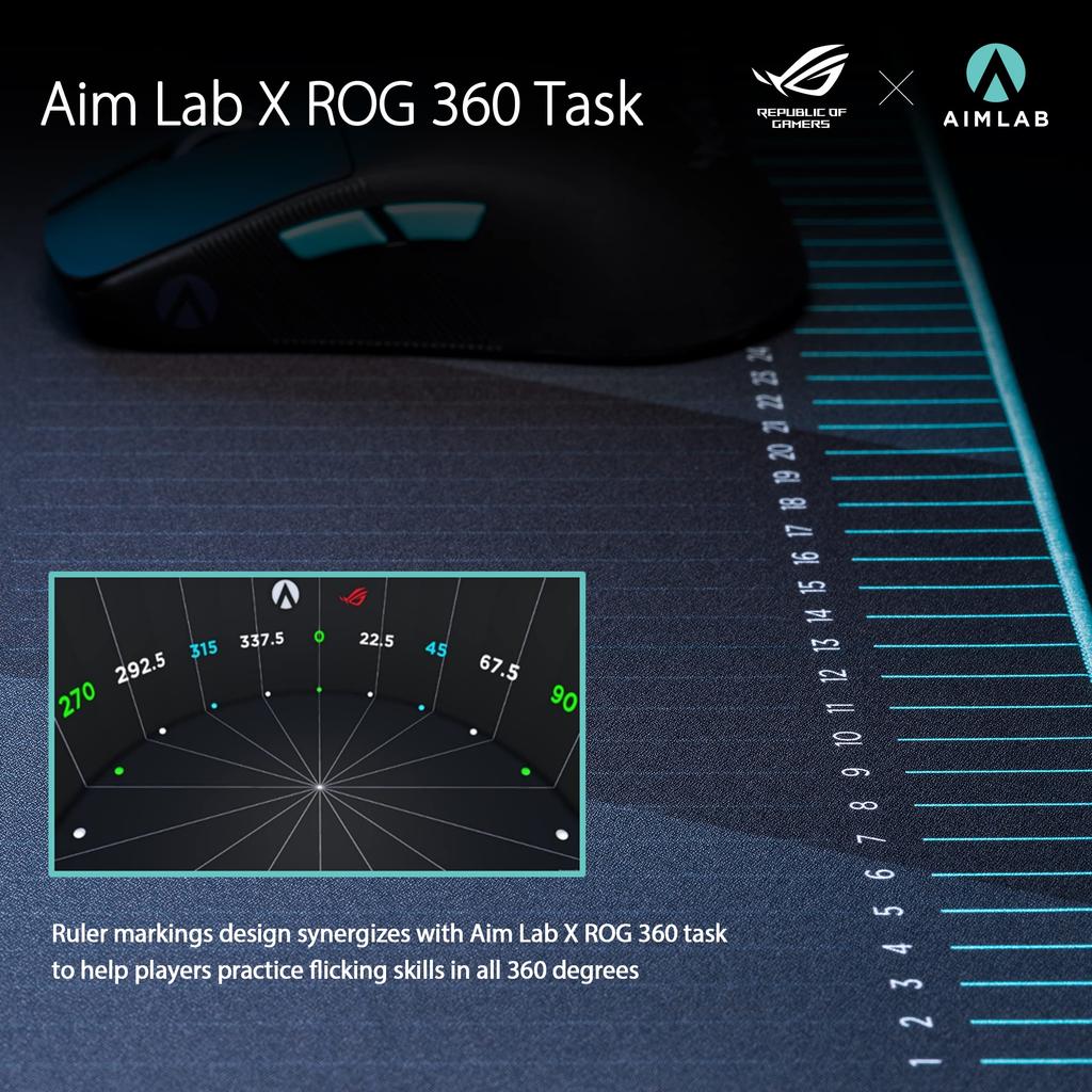 ASUS ROG Hone Ace Aim Lab Edition Gaming Mouse Large Size x 420 x Soft Hybrid Cloth Material with Rubber Ideal for eSports and FPS Black Pad, (508