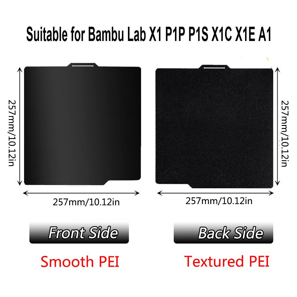 For Bambu Lab X1 P1P A1 P1S X1C Build Plate Double Sided PEI Smooth Textured Spring Steel Sheet For Bambulab X1 Carbon Parts