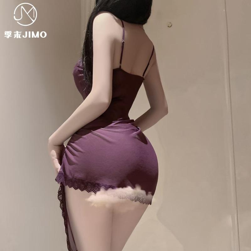 Sexy lingerie end of season sexy backless perspective suspender mesh pure desire temptation strap bow