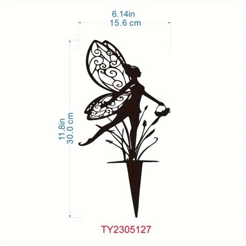 Iron Fairy Garden Stake Outdoor Metal Art Sculpture for Yard Patio Decor