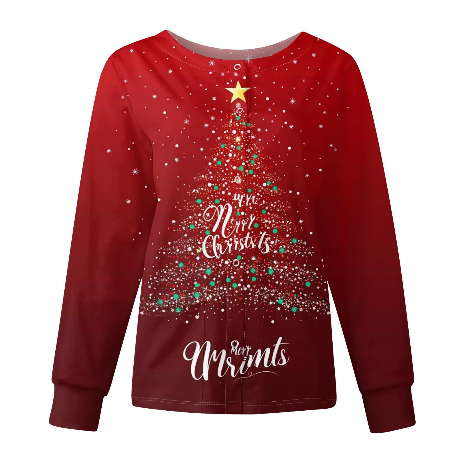 

Женские топы с длинными рукавами и карманами, рабочий воротник-стойка, однобортный защитный комбинезон, куртка, рождественский топ XL