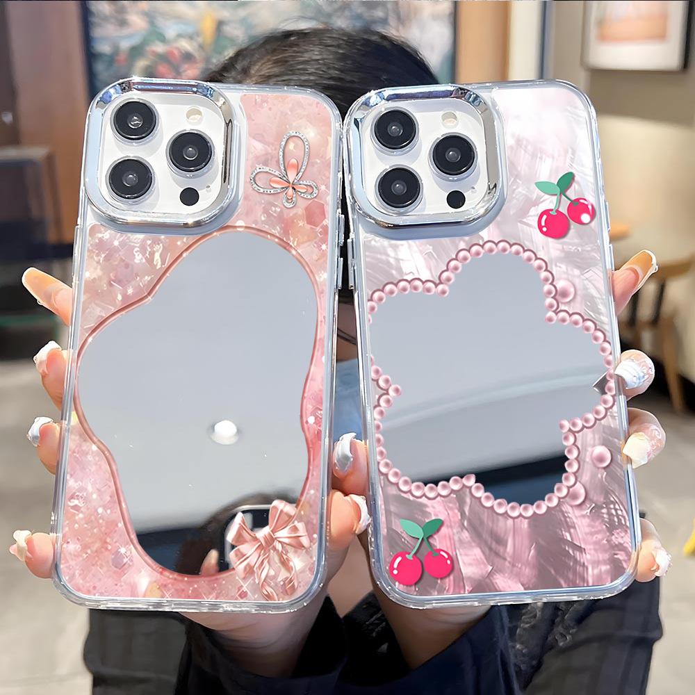Shellfish cherry for apple 17 mobile phone case iphone16 flower mirror 15promax high definition makeup mirror