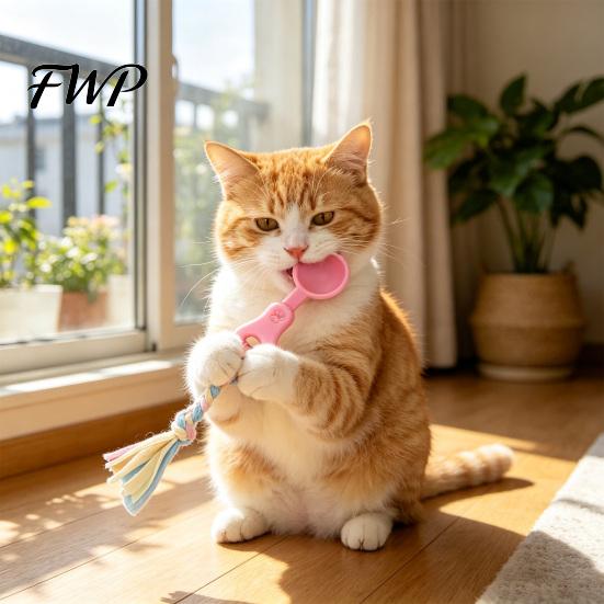 Bite Resistant Dog Toy Molar Chewing with Rope, TPR Spoon Head Durable Woven Puppy Teething Relief Tools Knot Training Toy, Macaron Colors Teeth