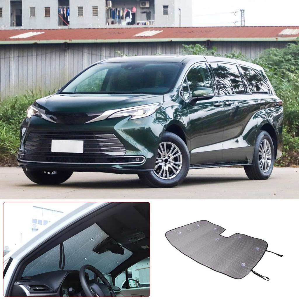 Sauicemy Windshield Sunshade for Toyota Sienna 2021 2022 2023 Accessories Car Silver 5 Layer