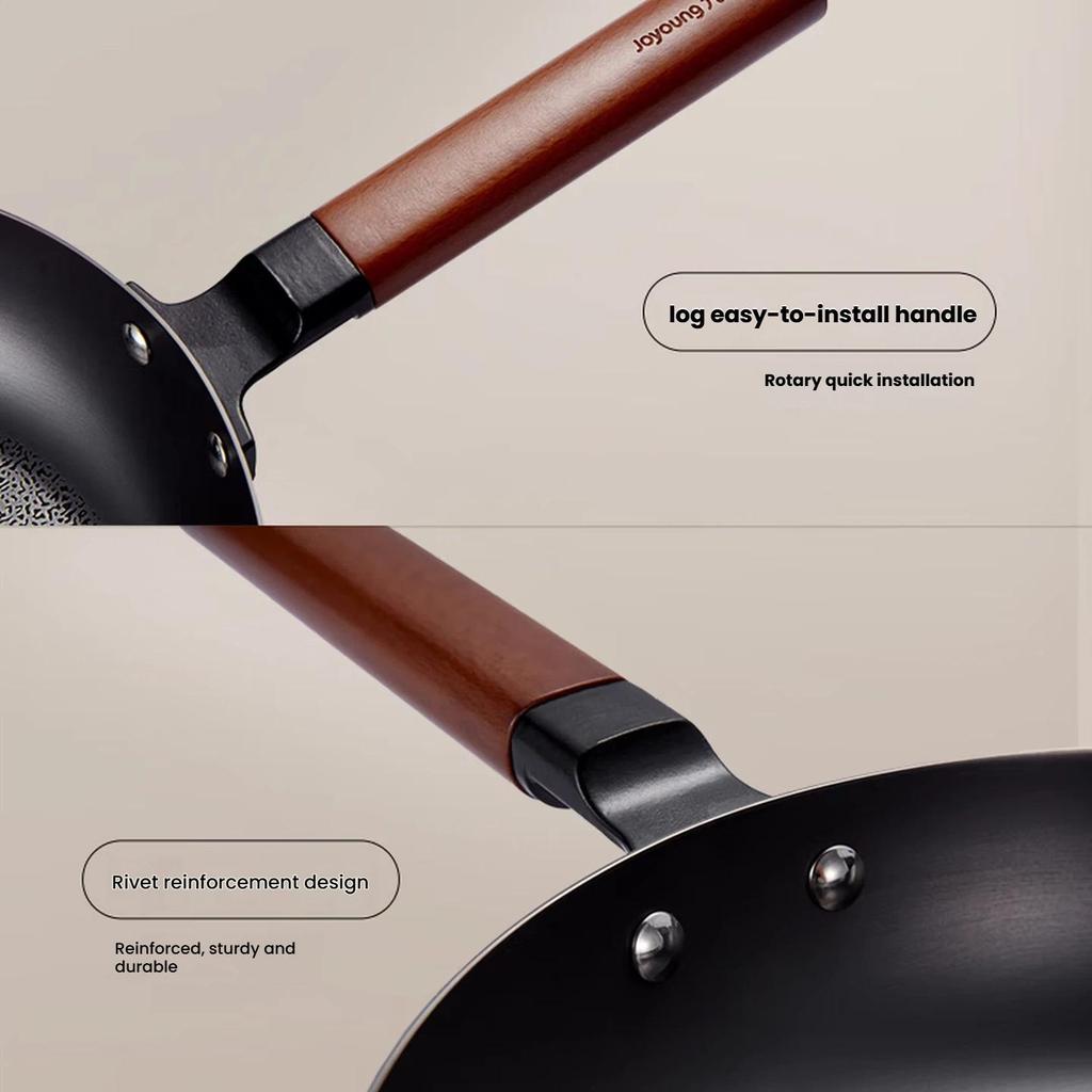 Joyoung Cast Iron Frying Pan, Deep Skillet, Breakfast Pan, Steak Pan, Suitable for Home Use On Induction Cooker Or Gas Stove, 26cm