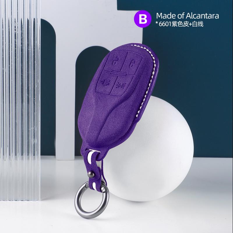 Alcantara Suede Car Remote Key Case For Maserati Levante Ghibli Quattroporte GT Granturism GranCabrio Keychain Accessories