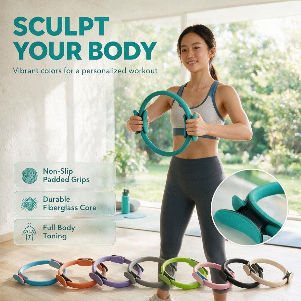 Fiberglass Pilates Ring Durable Fitness Circle Shaping Yoga Ring Pelvic Floor Training