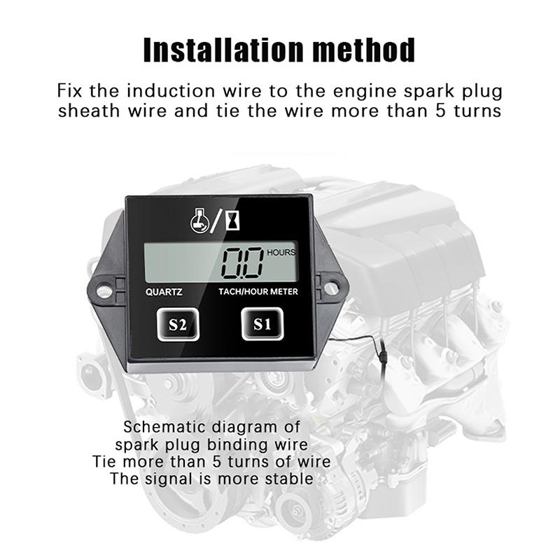 Resetable Waterproof Digital Display Engine Tach Hour Meter Tachometer Gauge Engine Rpm Lcd Display Digital Engine Tachometer