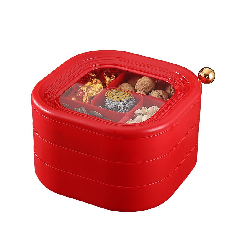 Fruit Plate Household Living Room Coffee Table Fruit Plate Candy Box Dried Fruit Box Chinese New Year Snack Plate Storage Box Festive Fruit Plate