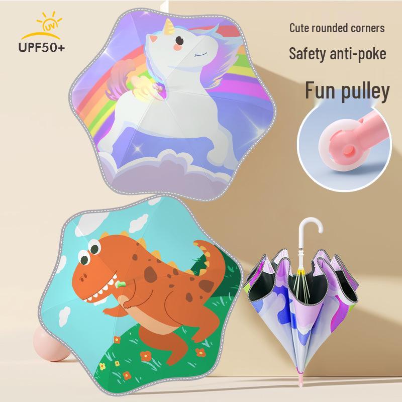 Children's Safe Round-Corner Cartoon Umbrella for Primary School and Kindergarten