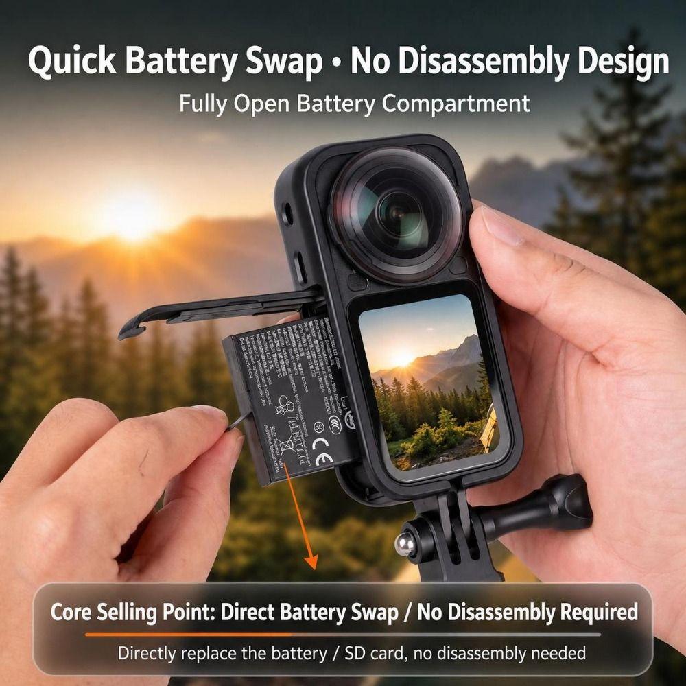 Open Frame Action Camera Cage Shock Resistant Camera Protective Frame for Insta 360 X6