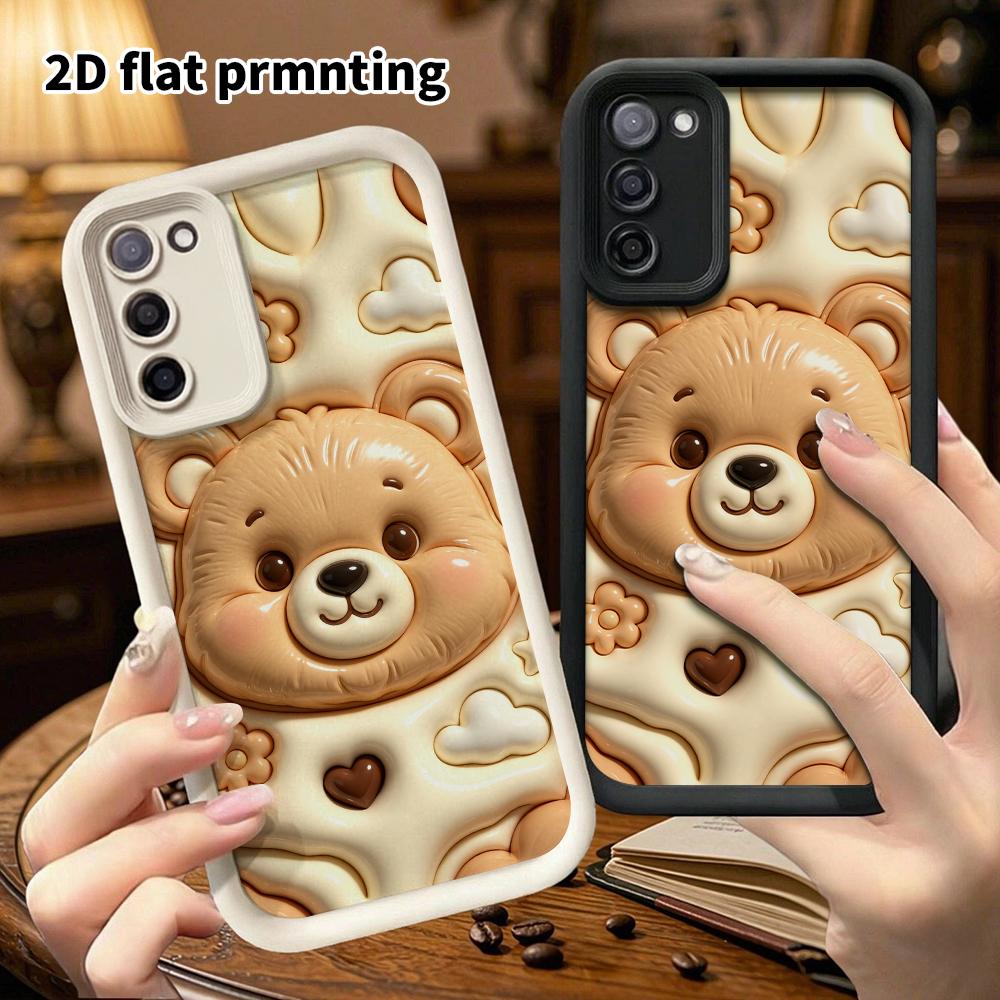 Phone Case: 2D flat, suitable for Samsung Galaxy A34 A35 M05 M06 S20 S22 S21 FE Plus 5G protective case, light brown bear head, perfect holiday gift f