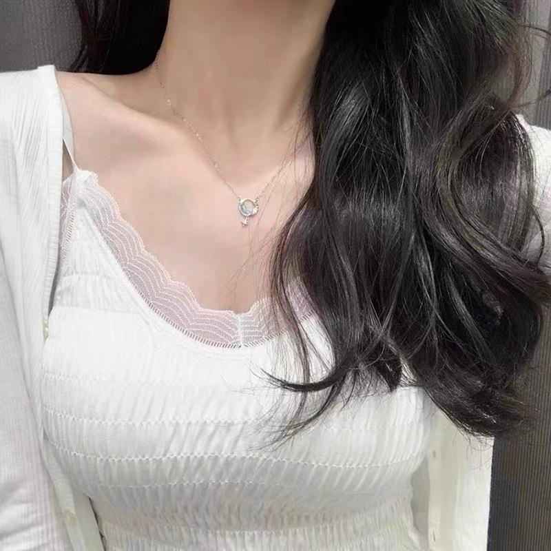 Moon Star Zircon Necklace: Light Luxury Dainty Design for Women, 2022