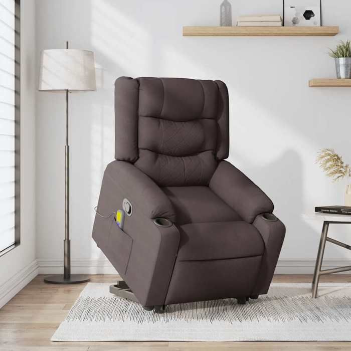 VidaXL Reclining Massage Armchair Dark Brown Fabric 3310270