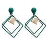Pendientes huecos geométricos colgantes con pasador cuadrado doble, joyería, regalos bonitos