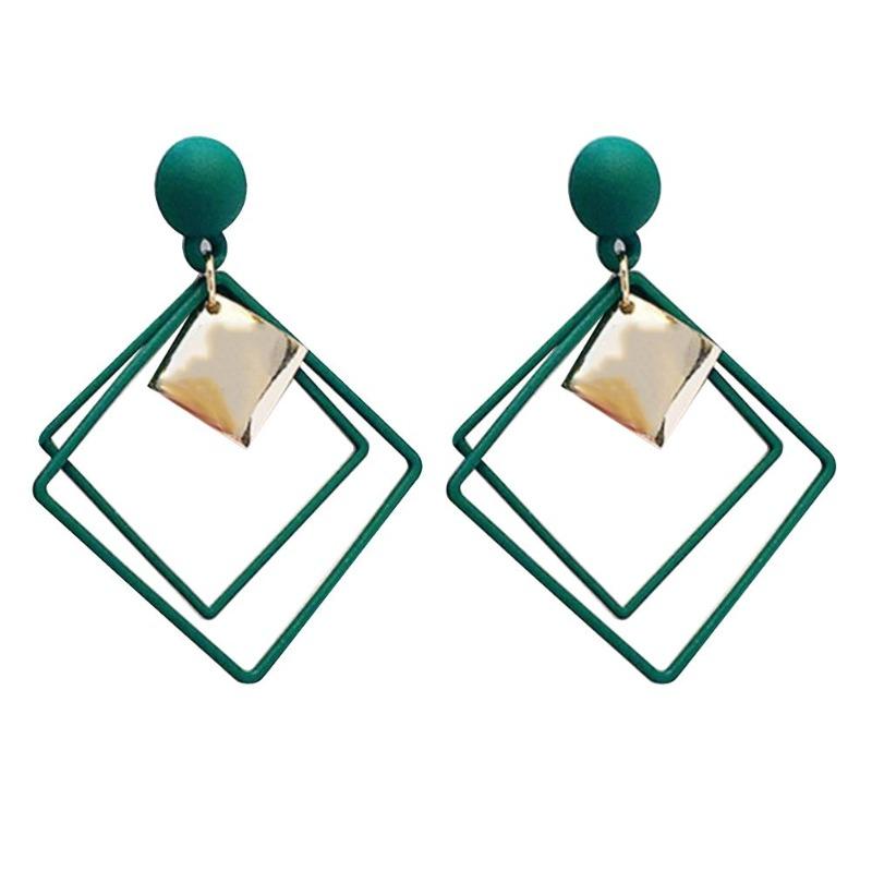 Pendientes huecos geométricos colgantes con pasador cuadrado doble, joyería, regalos bonitos