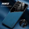 For Samsung Galaxy S25 S24 S23 Plus Cover TPU Leather Car Magnetic Holder Galaxy S22 S21 S20 Ultra FE S10 Plus Case Frame Coqu