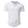 Mens Casual Solid Color Henley Collar Short Sleeve T Shirt