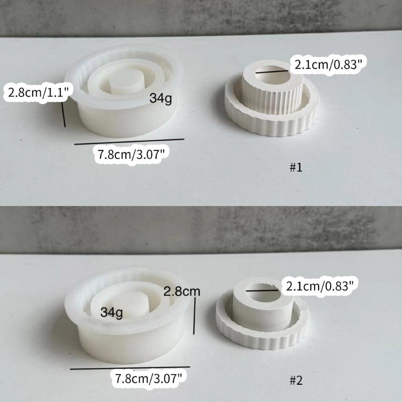Resin Gießen Kerzenhalter Silikonform Streifen Glasur Runde Form Geeignet für Epoxid Kerzenhalter Familien Tischdeko