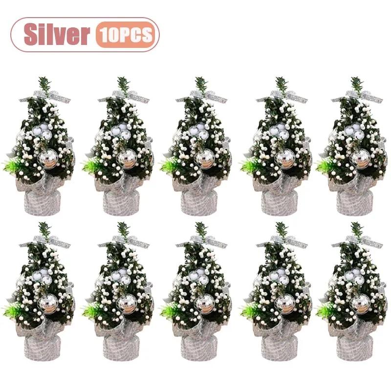 1-10PC Mini Christmas Tree Desktop Decor Set Home Tabletop Craft Ornament for Party Scene Setting Festive Decoration Arrangement