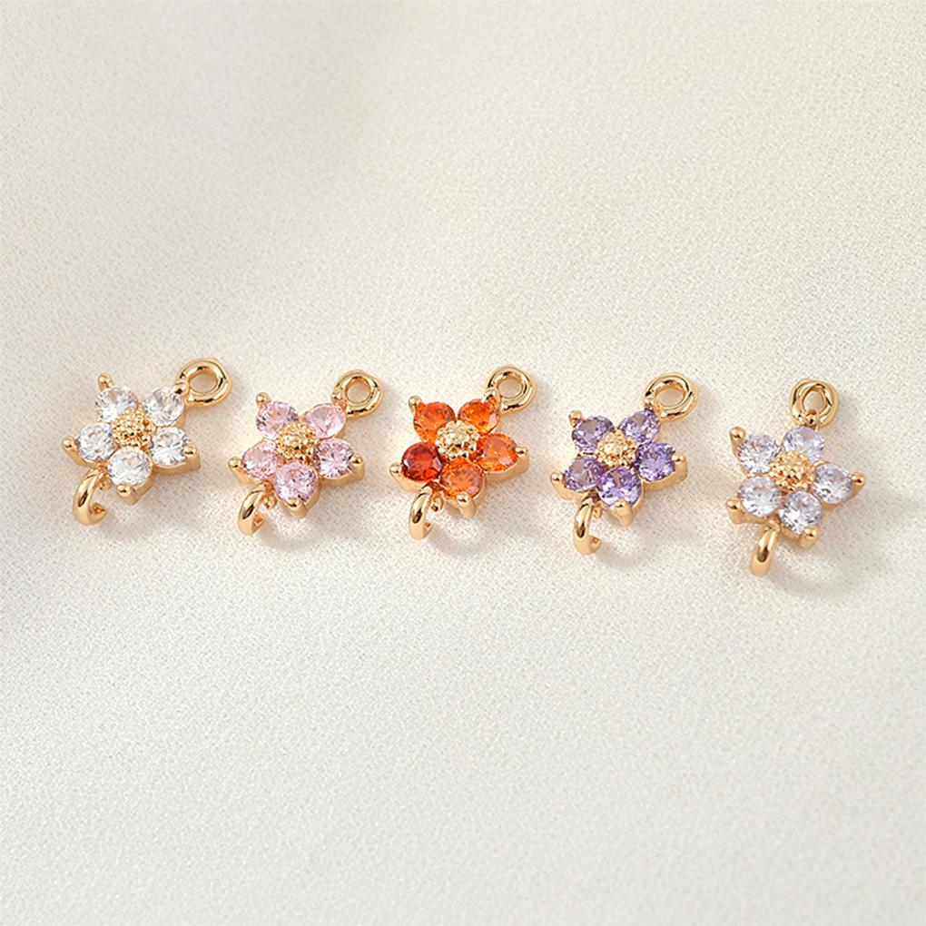 Crystal Zircon Flower Pendant Necklace DIY Delicate Pendants Jewelry Handicraft Finding for Hairclip Bracelet Brooch