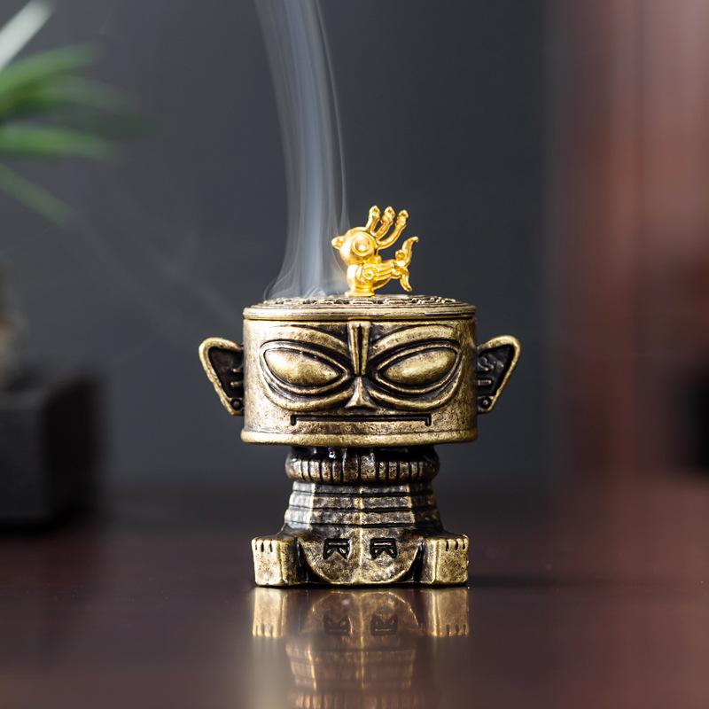 Sanxingdui Alloy Incense Burner: Goose Pear Tent Design for Tea Ceremony & Indoor Zen Decor