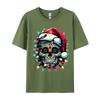 Weihnachten Zuckerschädel Weihnachtsmannmütze Lichter Tag der Toten X-Mas T-Shirts Herren T-Shirt Tops Baumwolle Oversized T-Shirt Herren Kleidung