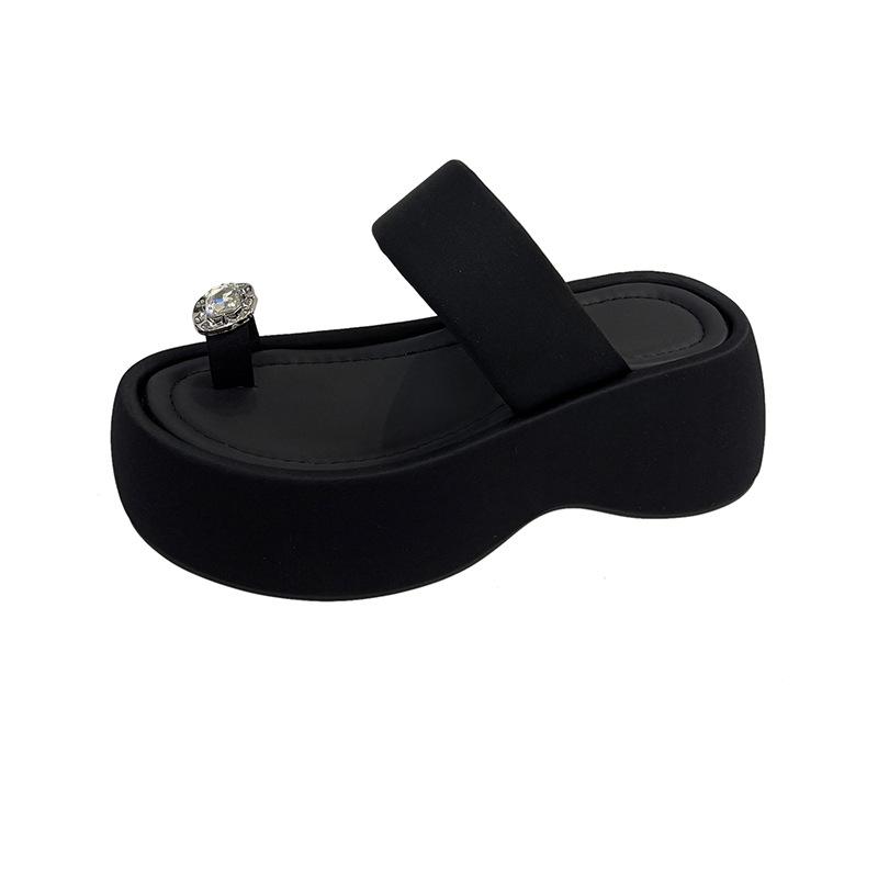 

Women s Platform Shoes 2025 Summer New Fashion Height Increase Lightweight Comfortable Sandals Breathable Rhinestone Slippers 40