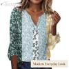 Blusas y Camisas Casuales de Moda para Mujer JPNTKY de Manga Larga con Cuello en V