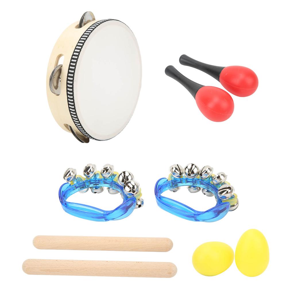 Kids Musical Instruments Set Hand Drum Egg Shaker Rumba Shaker Rattle Hand Jingle Bell Rhythm Stick Kit for Children