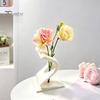Handmade Carved Decor 3D Printed Curved Flower Arrangement Stand, Minimalist Holder Ornament, Bedroom Desk Accessory Creative Artistic Table