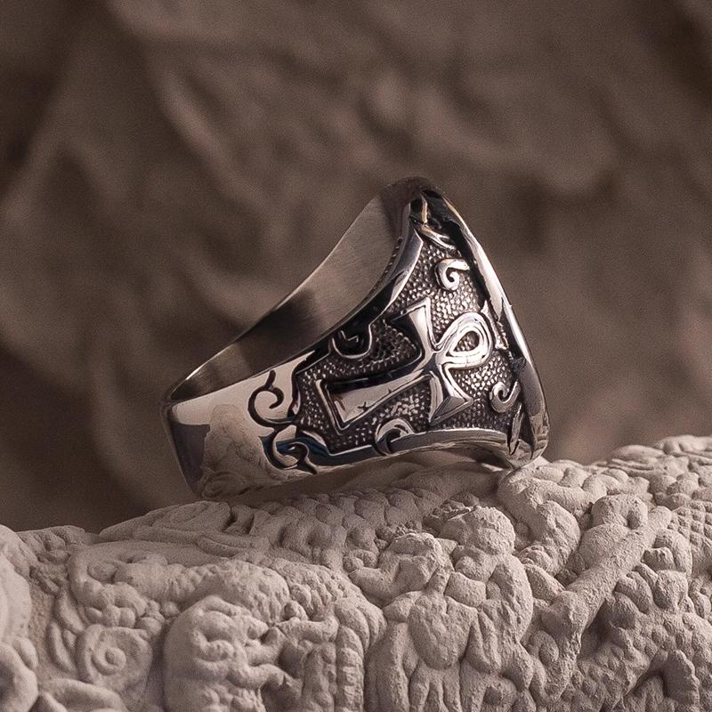 Vintage Stainless Steel Double Eagle Emblem Rings Punk Hip Hop Fashion Cross Ring for Men Biker Amulet Jewelry Gift Dropshipping