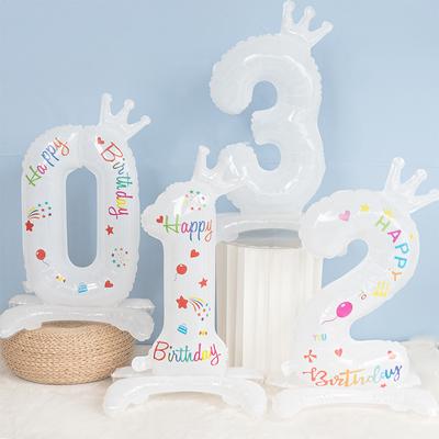 32 Inch Standing White Number Balloons Birthday Decoration Balloons Kids Birthday First Party Girl Banquet Shower Baby Decor