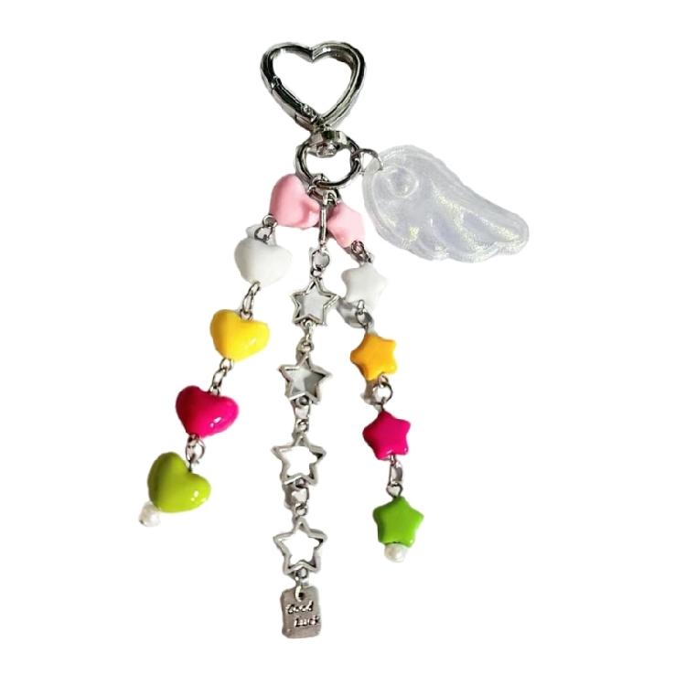 

Star Heart Keychain For Keys Phone Purse Decoration Safe Plastic Materials Travel Friendly Daily Use Accessory