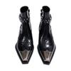 Stivali Western in Metallo Nero Uomo Retro Tacco Spesso Rivettati Punk Stivaletti Corti Stivaletti Chelsea Appuntiti alla Moda Uomo Pelle Donna
