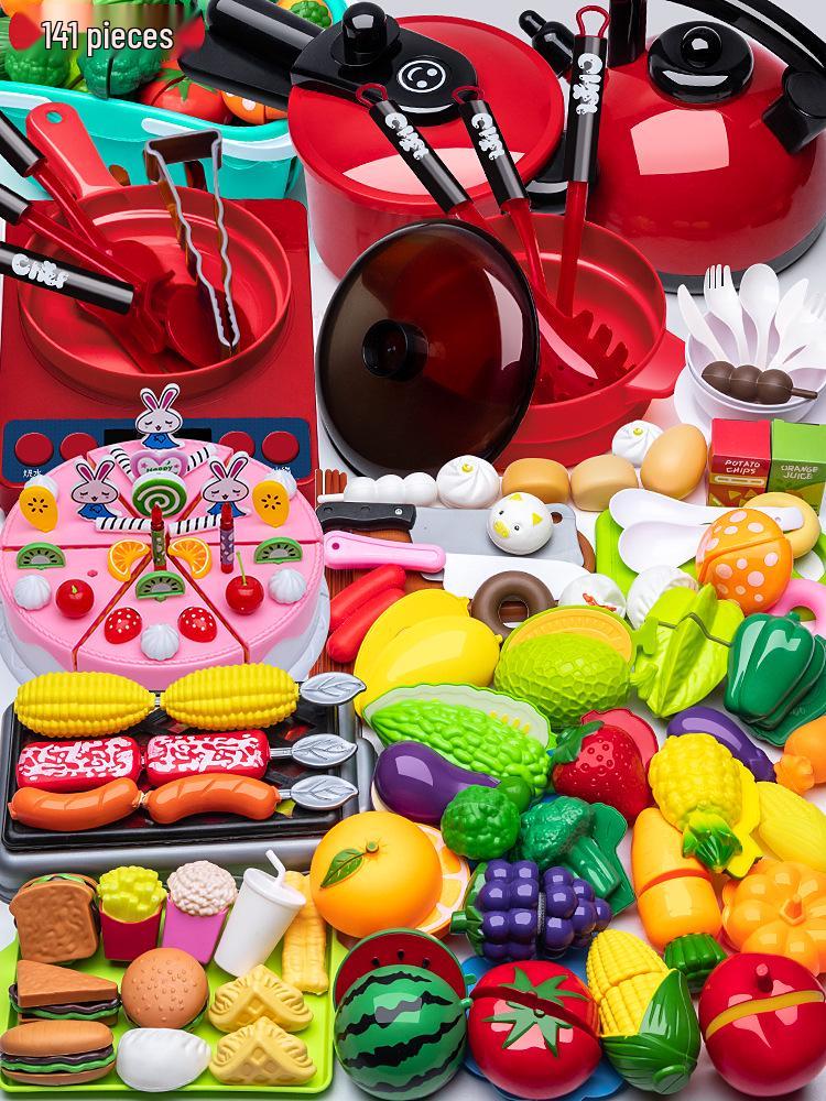 Kids' Pretend Play Kitchen Set: Cooking Toys with Cutting Fruit