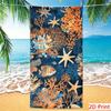 Beautiful Coral Reef Beach Towel, Blue & White Ocean Theme, Ideal for Relaxing by the Water or Poolside
