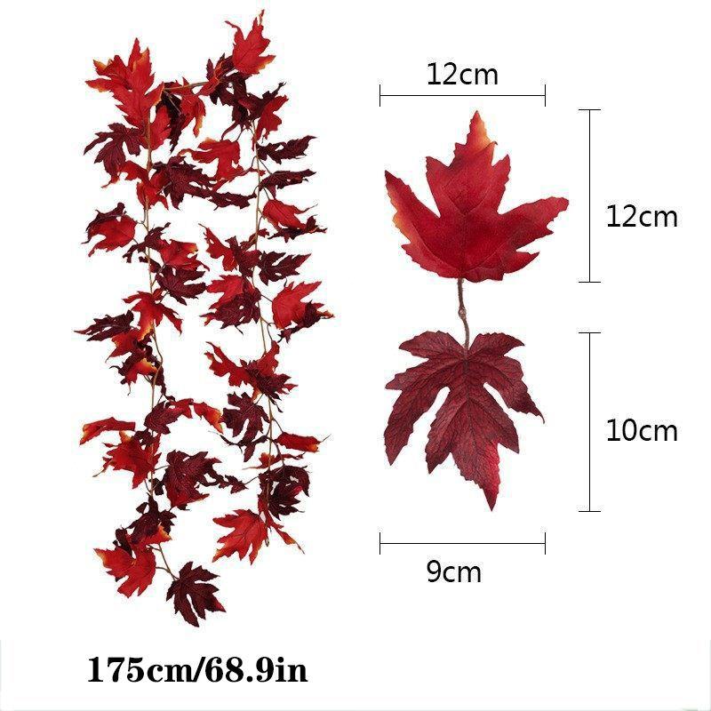 Autumn 180cm Artificial Fall Maple Leaves Garland Hanging Plant Home Party Decor