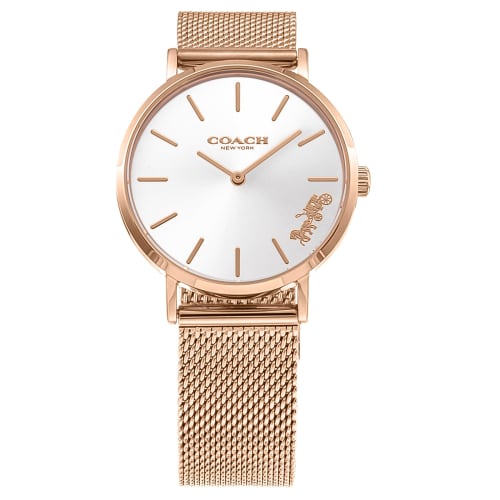

Coach PERRY Women s 32mm Rose Gold Watch with White Dial and Stainless Steel Quartz Movement (14503425)