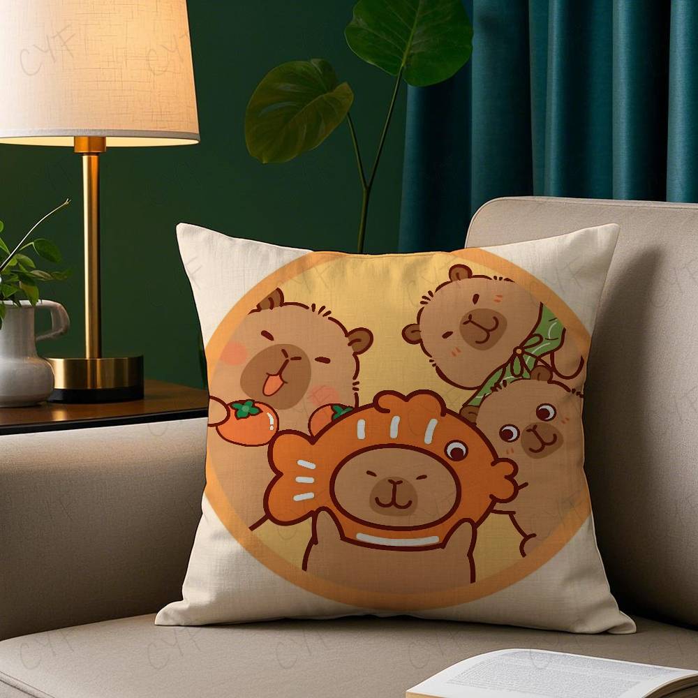 Niedlicher Cartoon Capybara Kissenbezug Sicheres Kissen mit individuellem Foto, Farbechter Kissenbezug aus gebürstetem Fleece, Sicher für Mütter und Babys.
