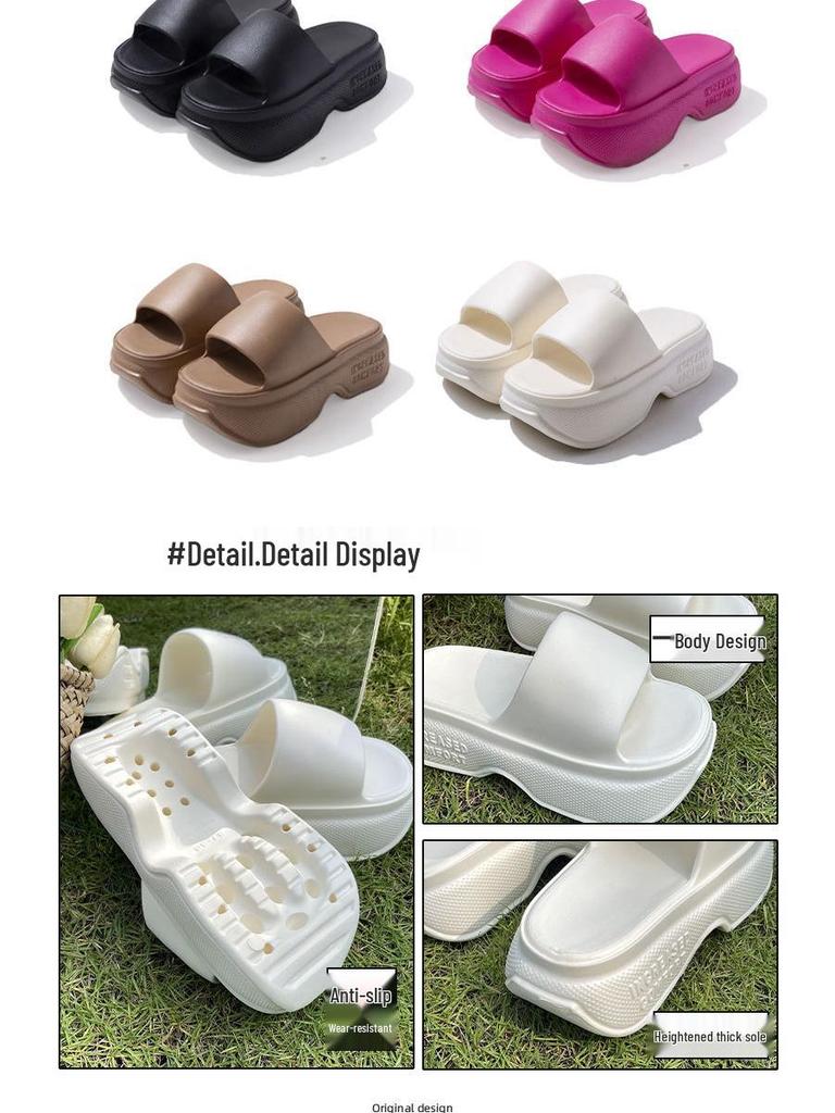 Women's Summer 2024 Thick-Soled Height-Increasing Non-Slip Comfortable Beach Outdoor Slippers